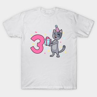 I am 3 with cat - girl birthday 3 years old T-Shirt